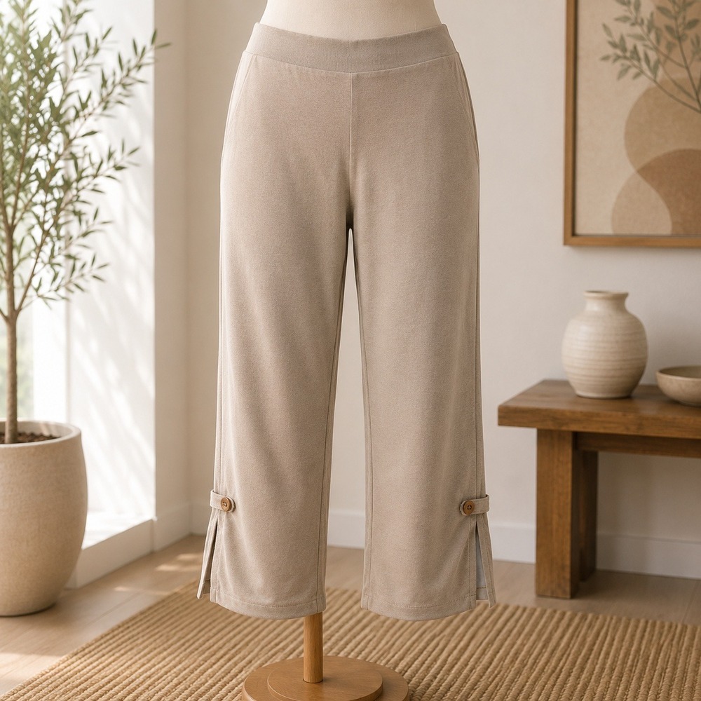 NWT Wicked by Women with Control Crop Pants Womens 2X Brown Stretch Button Hem
